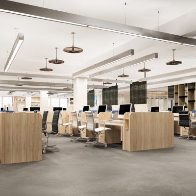 3d rendering business meeting and working room on office building